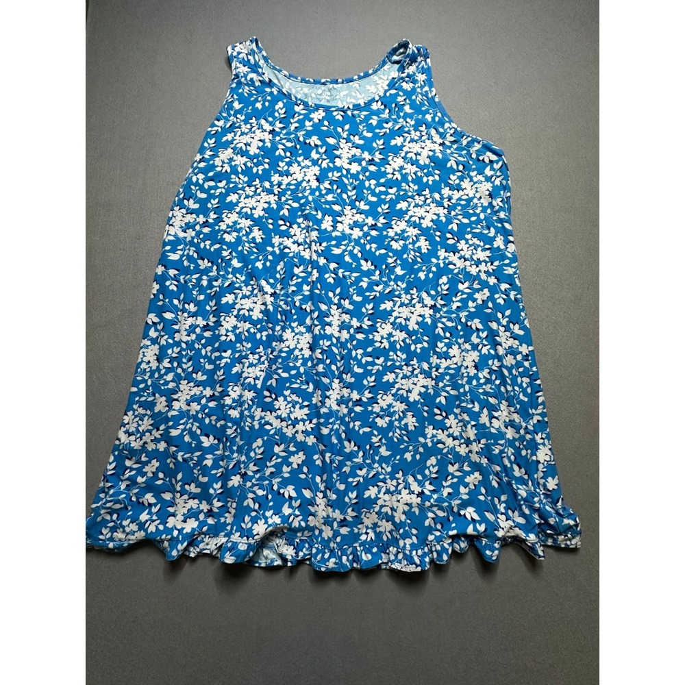 Draper James Blue Floral Ruffle Hem Sleeveless Sleep Dress Nightgown XXL/XXXL-35